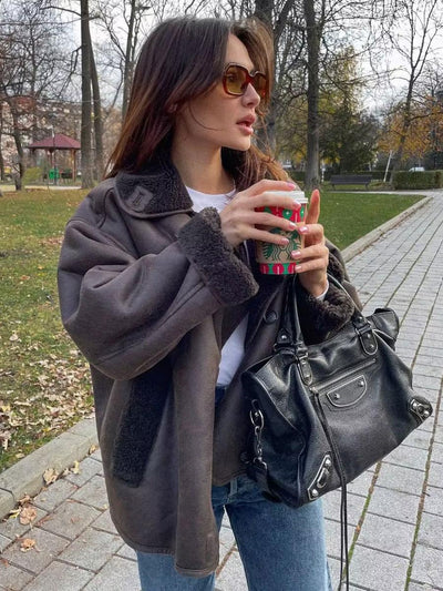 ANNA | Brown Lærjakke