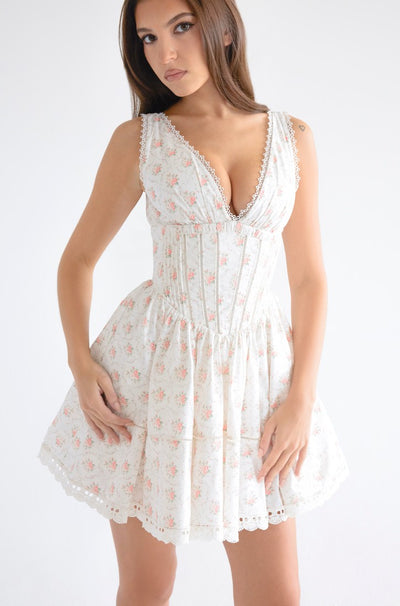 ELLA | Rose Print Mini Dress