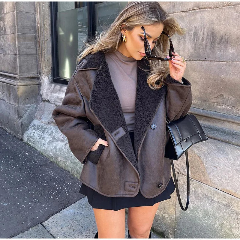 ANNA | Brown Lærjakke