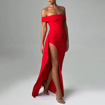 STINA | Off-shoulder Split Dress